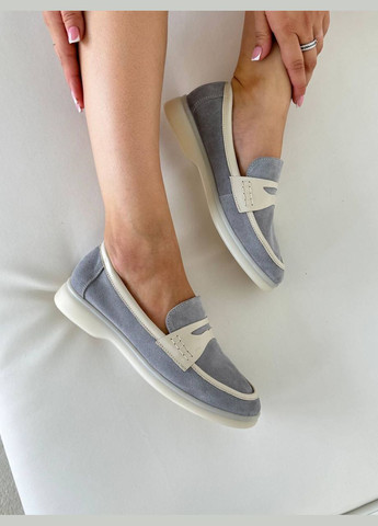 Dino Vittorio Лоферы серо-голубой з натуральная замша, украина — демисезон (300512840)