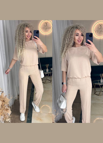 Костюм літній американський креп жатка футболка та штани No Brand (347043207)