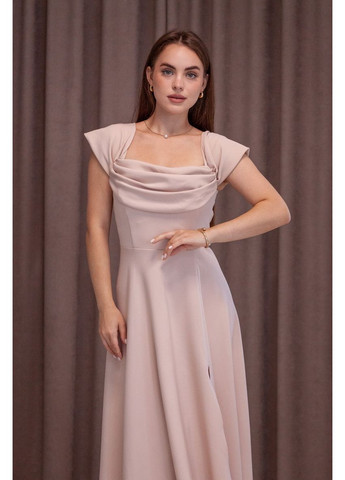 Бежева вечірня плаття а-силует First Woman однотонна