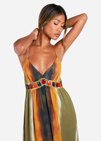 Комбинированное кэжуал платье Boohoo с абстрактным узором