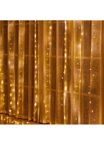 Гирлянда светодиодная штора Роса с крючком USB пульт ДУ 100 LED 14058 3х1 м желтая No Brand (361399335)