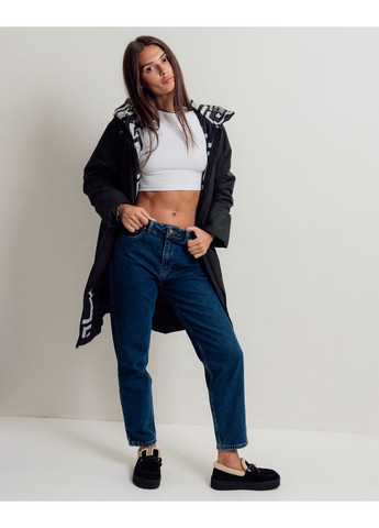 Чорна демісезонна куртка довга демісезонна Jc.Rosy Pink