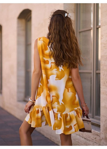 Комбінована сукня 15252 жовта ISSA PLUS однотонна