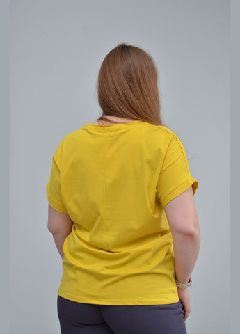 Желтая всесезон женская повсекдневная футболка, жёлтая (, 2xl, 3xl) No Brand