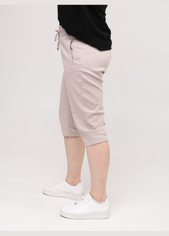 Женские шорты светло-бежевые со стрейчем большой размер. Estensivo Пряма (294755955)