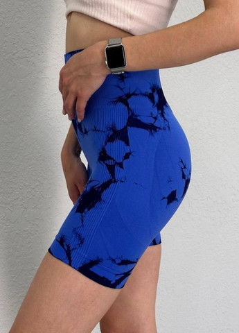 Жіночі спортивні шорти з тай-дай ефектом сині з чорним (70079) FitFiesta (328596885)