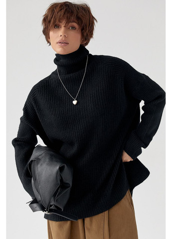 Вязаная туника в рубчик с высокой горловиной - молочный цвет Lurex (370602245)