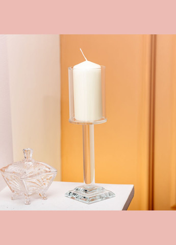 Подсвечник декоративный Cylinder стеклянный на квадратной основе 23 см Yiwu (328603967)