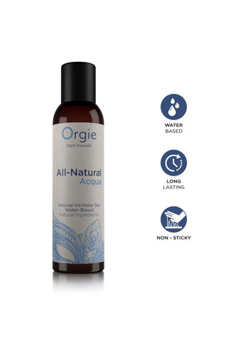 Лубрикант на водной основе All Natural Acqua, 150 мл, нелипкий, гладкий, натуральный состав Orgie (367108051)