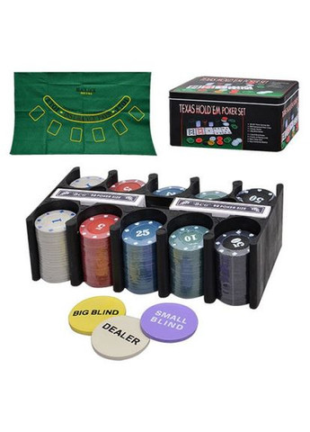 Набор для покера TEXAS HOLDEM POKER SET 200 фишек с Номиналом, Сукно, Коробка (3896В) Darshan (351586060)