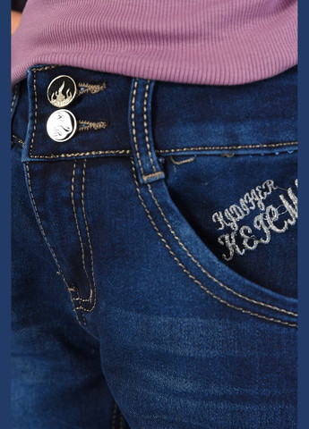 Синие демисезонные зауженные джинсы детские для девочки синего цвета Let's Shop