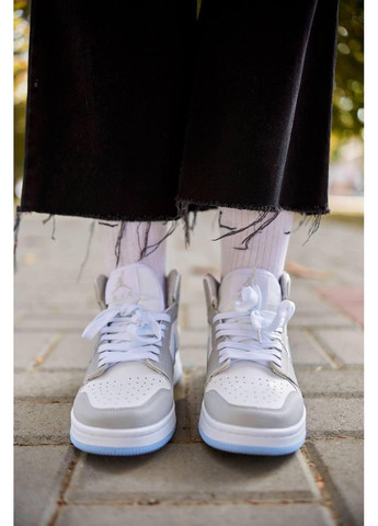 КРОССОВКИ ЖЕНСКИЕ NIKE AIR JORDAN 1 RETRO HIGH GREY BLUE НАЙК АИР ДЖОРДАН No Brand серые демисезоны (367171785)