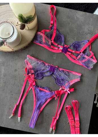 Рожевий балконет комплект жіночого білизни | чарівне та ніжне, з вишивкою та сіточкою, рожевий Vital-Textile з кісточками поліестер