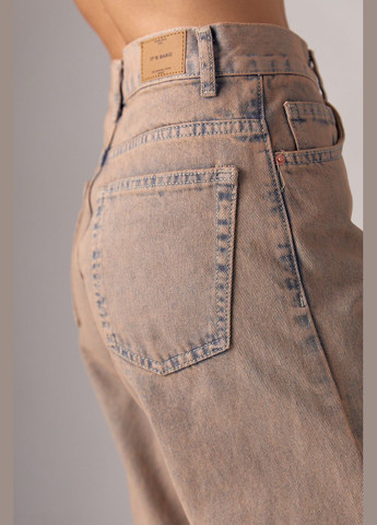 Кофейная демисезон джинсы baggy со рваными элементами - кофейный Lurex