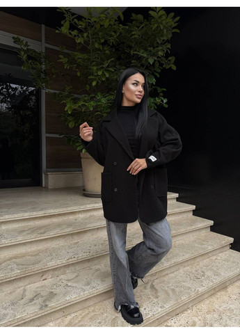 Черное демисезонное Женское пальто двубортное Asi.Store.ua
