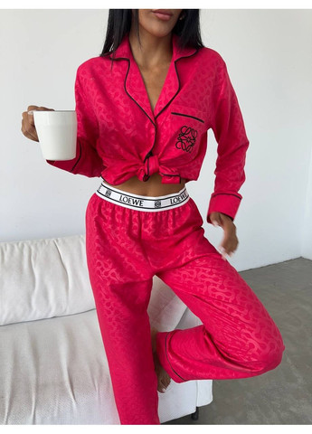 Красная всесезон женская пижама красный рубашка + брюки Vital-Textile 1274