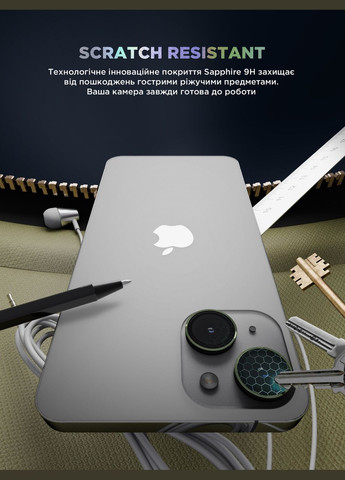 Захисне скло для камери Supreme Black Icon для iPhone 15/15 Plus Green (ARM76589) ArmorStandart (327886957)
