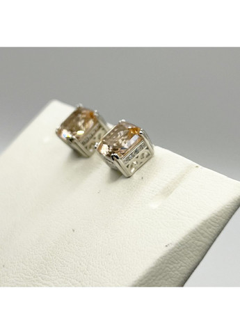 Серьги-пусеты серебряные с морганитом 4,03 г No Brand (369736518)