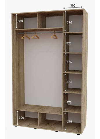 Шафа-купе дводверна 160*60*230 см Дуб крафт сірий 2 двері ДСП + Дзеркало Алекса (360457804)