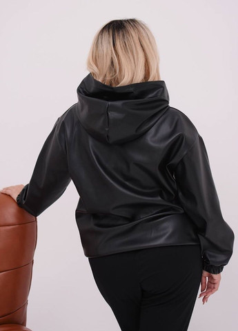 Чорна демісезонна стильна демісезонна куртка з екошкіри No Brand