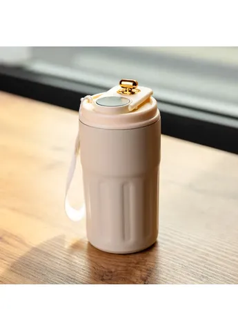 Термокружка Coffee 400 мл с ремешком и датчиком температуры, Yiwu (410347747)