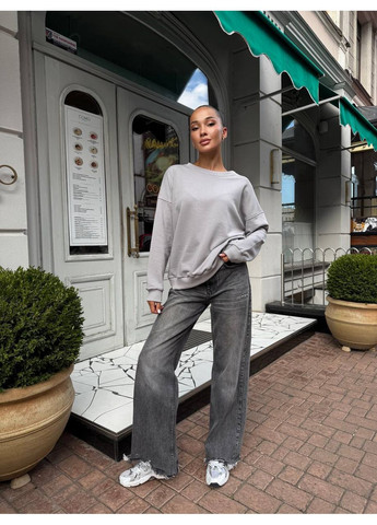 Графитовый женский свитшот оверсайз турецкая петля (355312669)