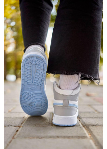КРОССОВКИ ЖЕНСКИЕ NIKE AIR JORDAN 1 RETRO HIGH GREY BLUE НАЙК АИР ДЖОРДАН No Brand серые демисезоны (367171785)