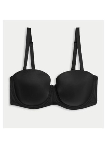 Чёрный балконет бюстгальтер со съемными бретелями Marks & Spencer с косточками полиамид, полиэстер, эластан