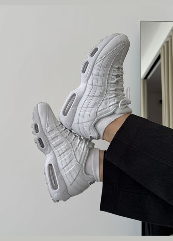 Белые демисезонные кроссовки мужские и женские nike air max 95 white | найк аир макс 95 белые No Brand