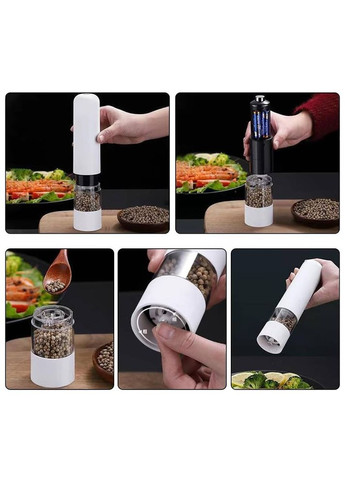 Електричний млин для спецій перцю та солі автоматична перечниця сільничка подрібнювач з підсвічуванням White No Brand (360531923)