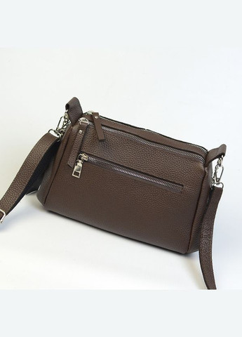 Коричневая шоколадная маленькая женская кожаная сумочка на два отделения Serebro (342374868)