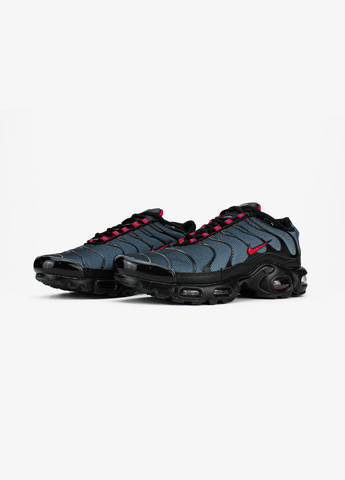 Чорні Осінні кросівки чоловічі nike air max plus black blue red | найк аір макс тн плюс чорні No Brand
