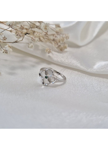 Серебряное кольцо Цветок с Перламутром размер серебро 925 пробы Родированное 6675р 2.57г No Brand (352477386)