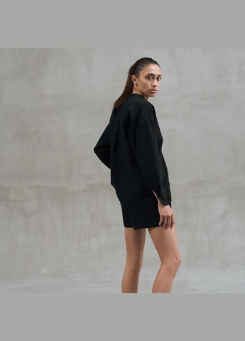 Чорна піжама жіноча з шортами та сорочкою black m Leglo