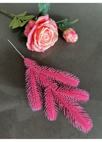 Гілка хвойна лита Pink рожева 33 см | ТМ HVOYA (250 шт.) Blush (365783101)