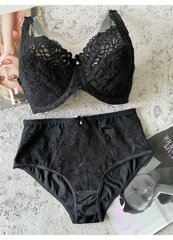 Чорний жіноча білизна великих розмірів, комплект на чашку f чорний Lanny Mode