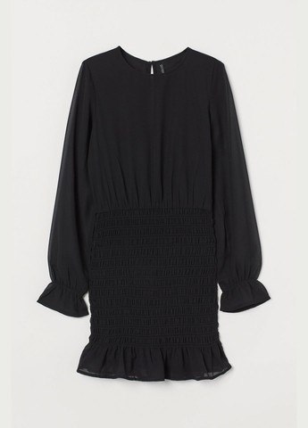 Черное повседневный, кэжуал, вечернее платье с присобраной юбкою для женщины 0918905-001 H&M однотонное