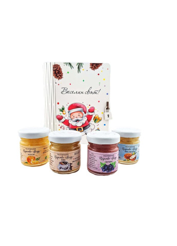 Коробочка деревянная маленькая книга с Дедом морозом 4 шт по 50 крем мед Царство Меду (360543396)