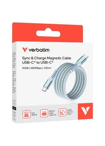 Дата кабель (31856) Verbatim USB-C to USB-C 1.2m Magnetic 100W blue (388712669)