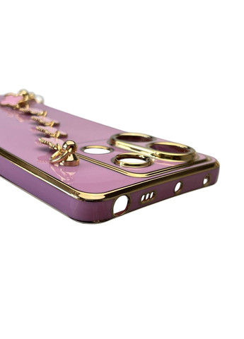 Чехол для телефона POCO X6 женский с ремешком и украшениями и золотой окантовкой на сяоми поко х6 черничный gs1 Xiaomi (366390654)