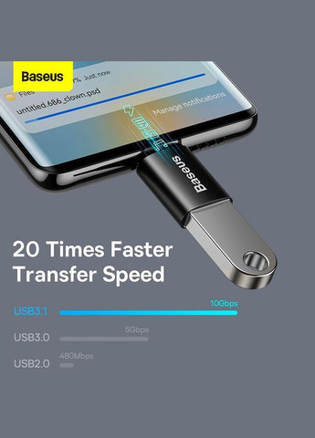 Переходник Ingenuity Series Mini OTG Adaptor TypeC to USB-A 3.1 скорость 10Gbps Baseus (280876917)