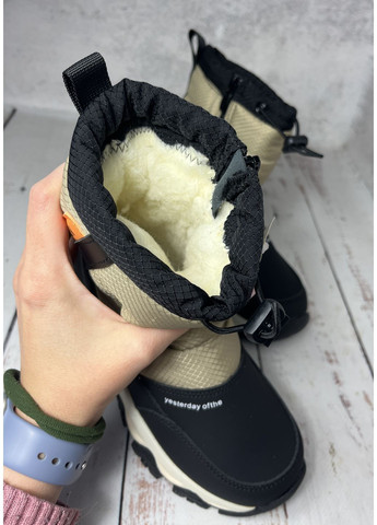 Цветные сапоги дутики зимние детские черно-бежевый (678) Jong Golf на молнии