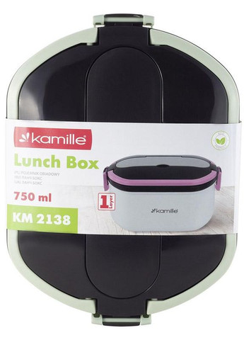 Ланч-бокс Snack 750мл, пластик и нержавеющая сталь, зеленый Kamille (372291764)