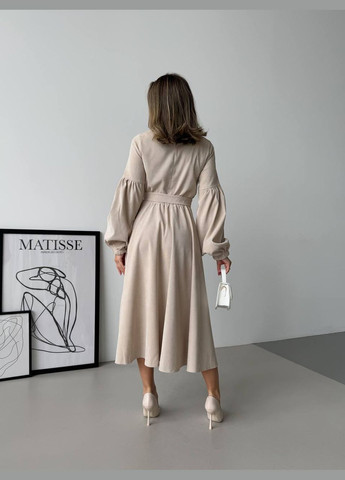 Молочна кежуал сукня з вельвету No Brand однотонна