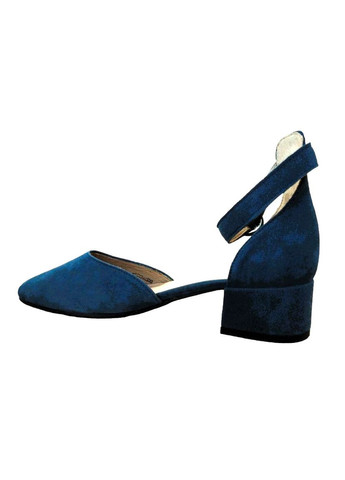 Синие босоножки замшевая кожа на среднем каблуке женские 36,5 (24 см ) синие Rylko с ремешком