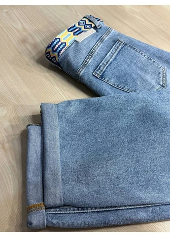 Джинси жіночі 8317 Mom Comfort Baggy з поясом стрейчеві блакитні Dragon - (381221253)