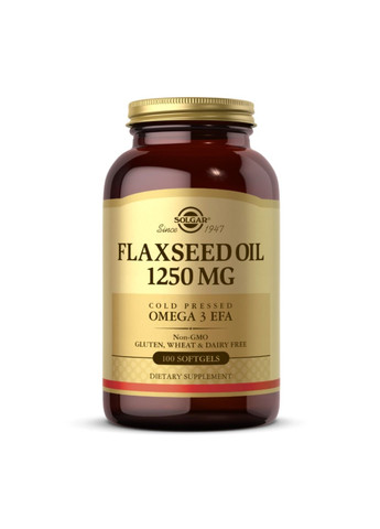 Комплекс жирных кислот Flaxseed Oil 1250 mg - 100 softgels Solgar (288677403)