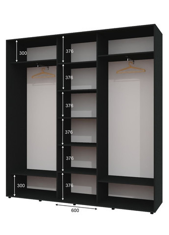 Шкаф-купе трехдверный 230*45*230 см Антрацит 3 двери ДСП ШК-04 Алекса (360477099)