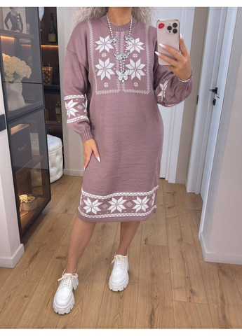 Пудровое праздничный, повседневный женское платье No Brand с геометрическим узором