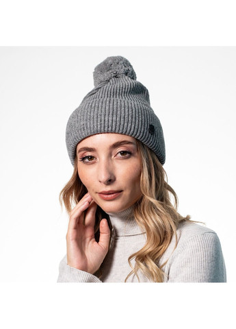 Шапка з помпоном жіноча акрил сіра ЛУКА LuckyLOOK 542-129 (322791461)